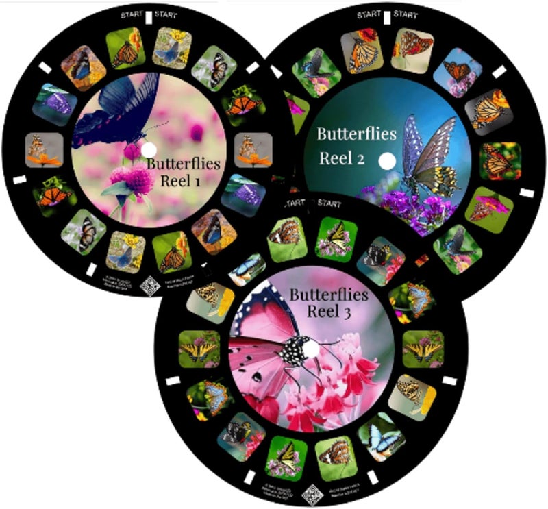MayKo Butterfly Reels for Viewfinder. Compatible with Viewmaster Classic Viewers. Set of 3 (Reels Only) - Image 1